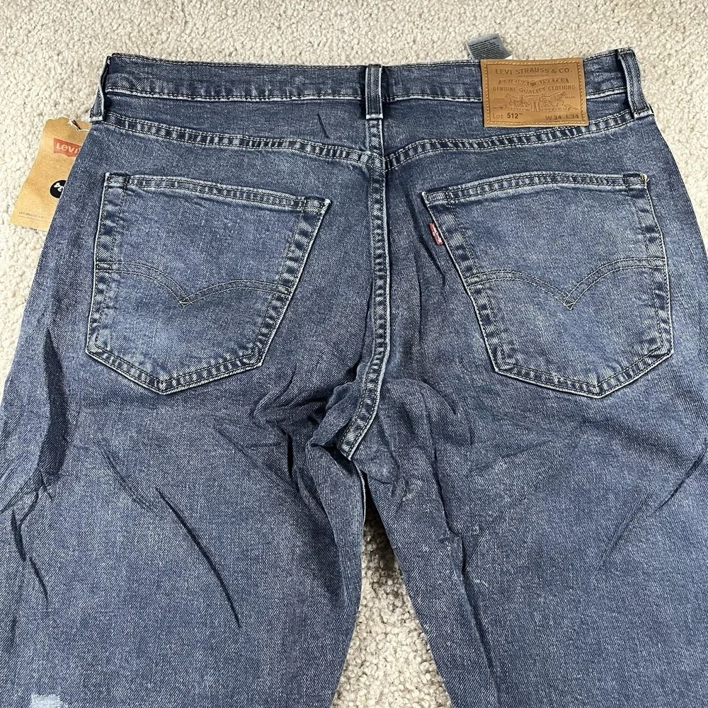 Levis 512 Slim Taper Mens DISTRESSED Denim STRETCH Jeans 34x34 FIT 34x33 NWT